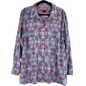 Talbots Button Down Shirt Women’s 3X Paisley Medallion‎ Print Cotton Blouse